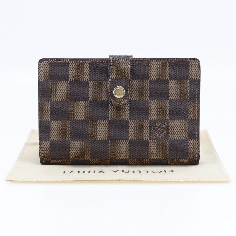 【LOUIS VUITTON】ルイ・ヴィトン
 ポルトモネ・ヴィエノワ 二つ折り財布
 がま口 N61664 ダミエキャンバス 茶 MI0026刻印 スナップボタン Porto Monet Wienois レディースA-ランク