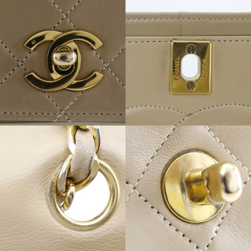 [CHANEL] Chanel 
 ChainShoulder Shoulder Bag
 Matelasse doubleChain Lambskin beige shoulder handbag Turn lock CHAINSHOULDER Ladies B-Rank