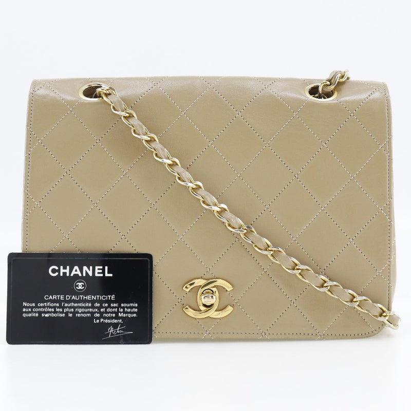 [CHANEL] Chanel 
 ChainShoulder Shoulder Bag
 Matelasse doubleChain Lambskin beige shoulder handbag Turn lock CHAINSHOULDER Ladies B-Rank