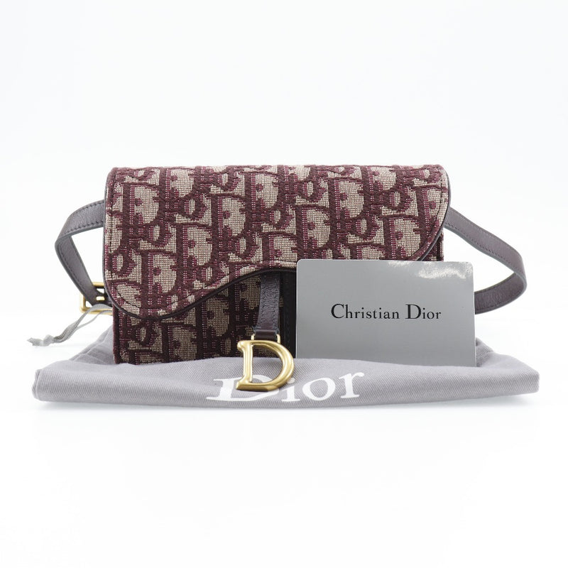 [Dior] Christian Dior 
 Bolsa de cintura de silla 
 Trotter 2way Clutch Canvas Burdeaux 2way Magnet tipo sillín damas un rango