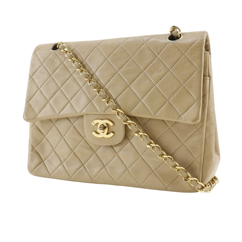 [Chanel] Chanel 
 Sac à bandoulière 
 Matrasse double rabat lam lambe beige diagonale carré A5 Turn verrouillage de la chaîne d'éouélettes