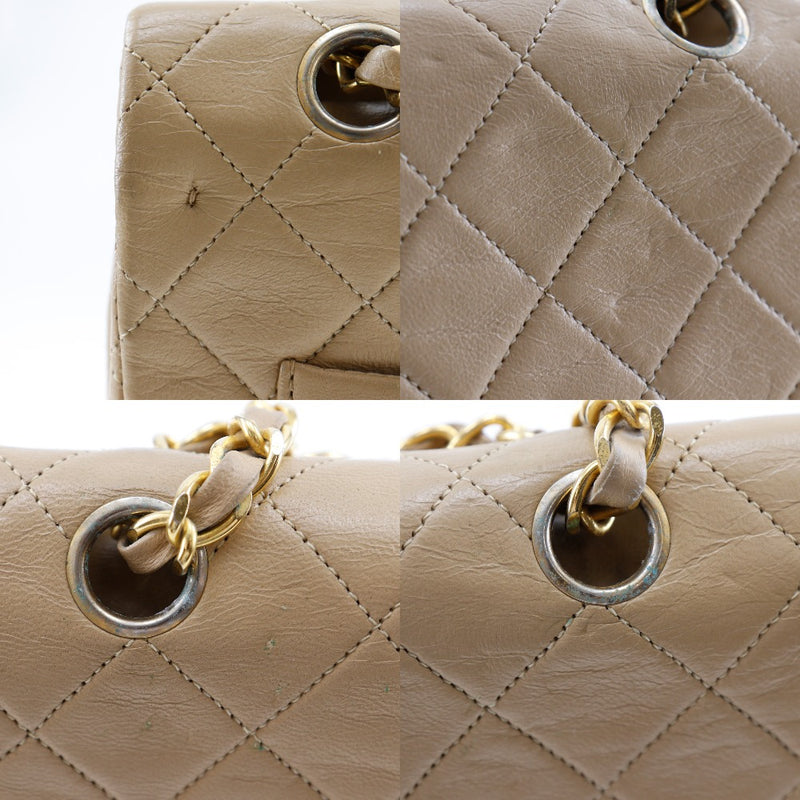 [Chanel] Chanel 
 Sac à bandoulière 
 Matrasse double rabat lam lambe beige diagonale carré A5 Turn verrouillage de la chaîne d'éouélettes