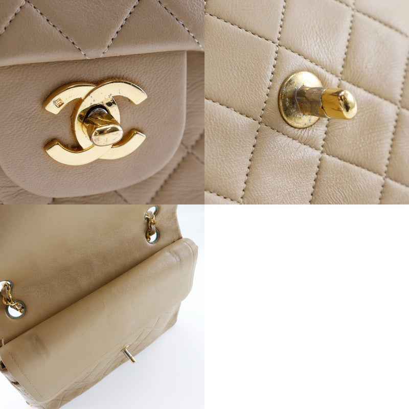 [Chanel] Chanel 
 Sac à bandoulière 
 Matrasse double rabat lam lambe beige diagonale carré A5 Turn verrouillage de la chaîne d'éouélettes