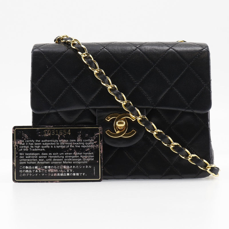 [Chanel] Chanel 
 Mini-sac d'épaule-chain 
 Matrasse en peau d'agneau noir diagonal tour de virage mini-pavillon de chaîne dames b-rang