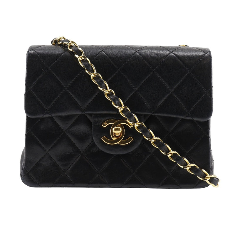 [Chanel] Chanel 
 Mini-sac d'épaule-chain 
 Matrasse en peau d'agneau noir diagonal tour de virage mini-pavillon de chaîne dames b-rang