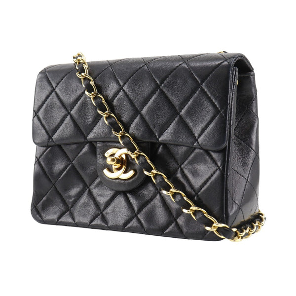 [Chanel] Chanel 
 Mini-sac d'épaule-chain 
 Matrasse en peau d'agneau noir diagonal tour de virage mini-pavillon de chaîne dames b-rang