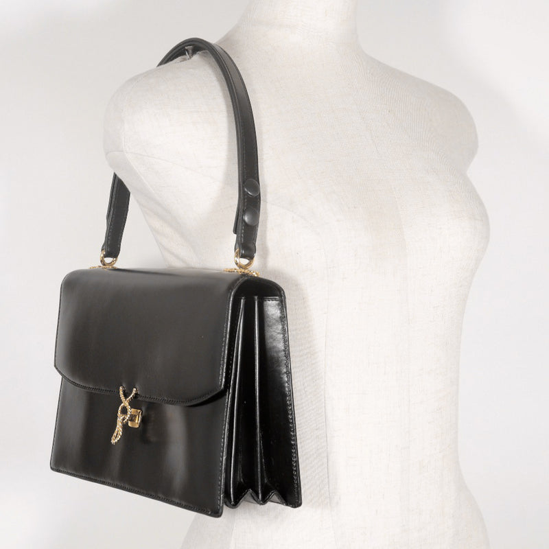 [Morabito] Morabito 원 어깨 숄더 가방 송아지 검은 어깨 A5 플랩 1 벨트 여성