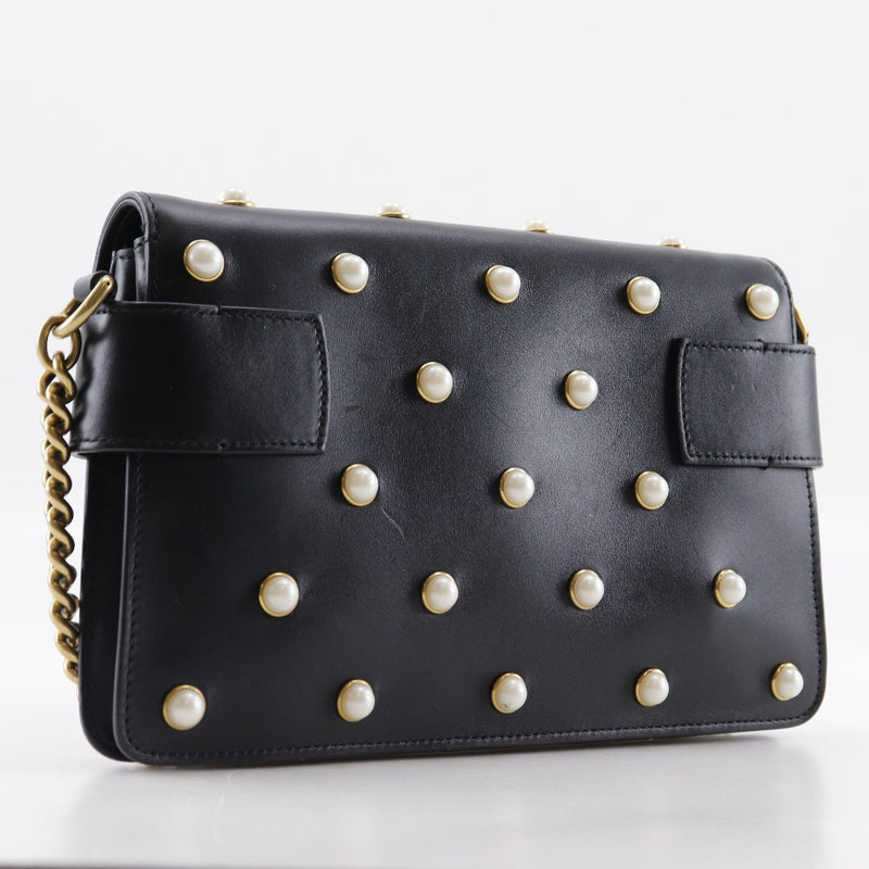 [GUCCI] Gucci 
 Broadway Shoulder Bag
 ChainShoulder Pearl & Bee 453778 Calfskin Black shoulder magnet type Broadway Ladies A-Rank