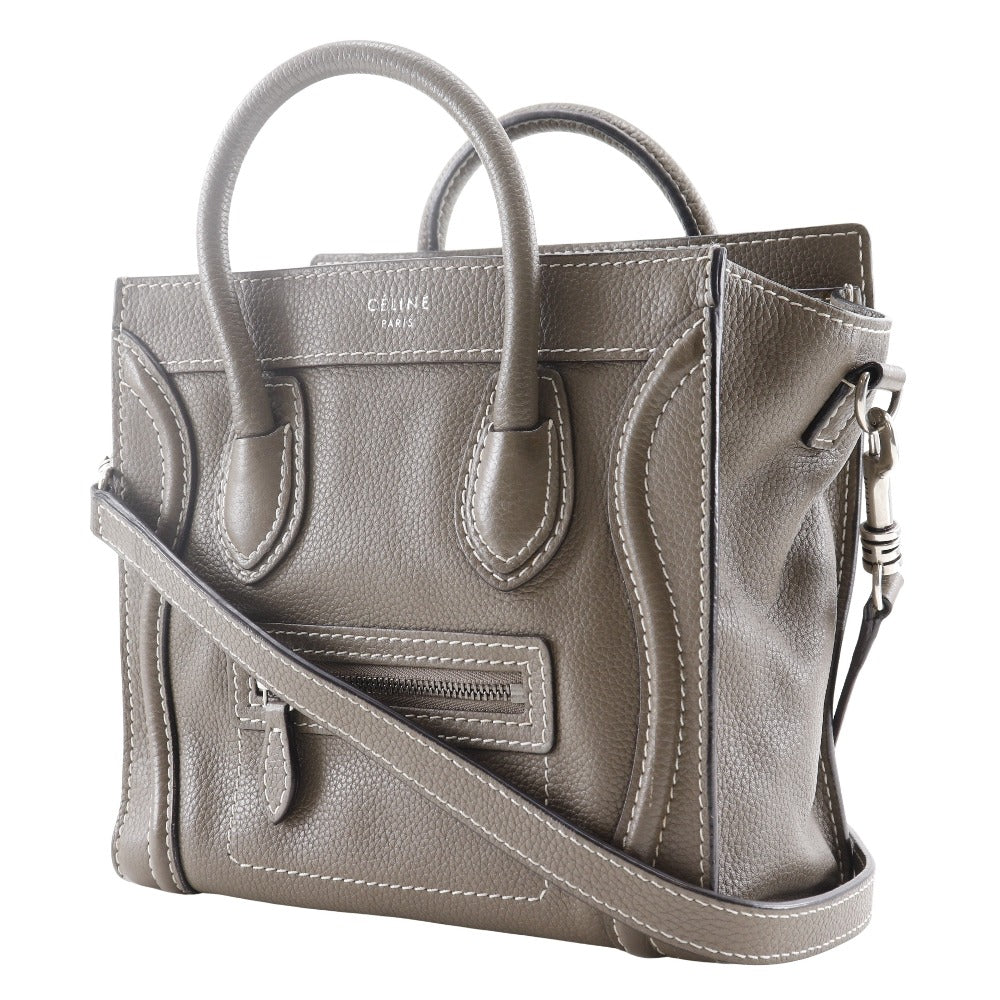 CELINE ラゲージ　ナノ　グレージュ　スリ　2WAYショルダーバッグ セリーヌ ラゲージ ナノショッパー レザー 2WAYハンドバッグ