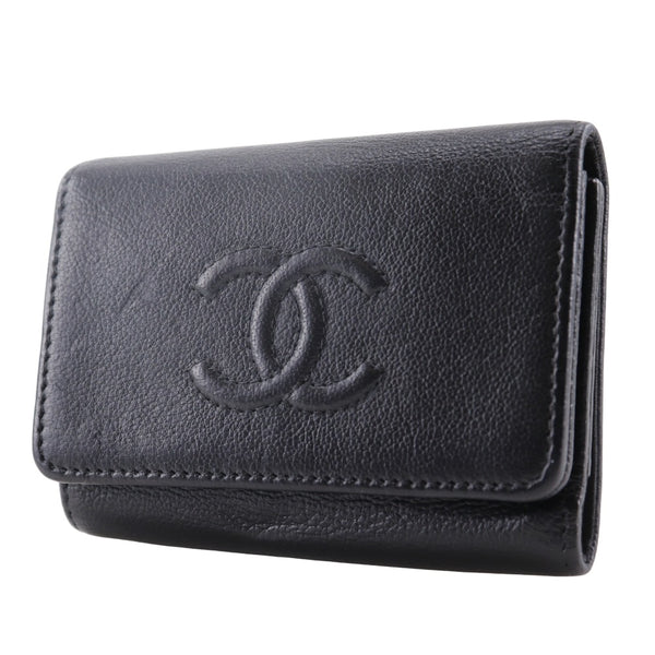 [Chanel] Chanel 
 COCOMARK CLÉ 
 Calf Black Snap Button Coco Mark Mesdames