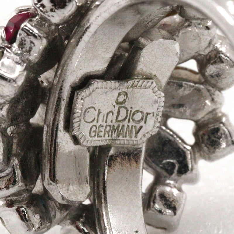 [Dior] Christian Dior 
 No. 9 Ring
 Vintage metal x rhinestone Silver Approximately 5.6g Ladies B-Rank