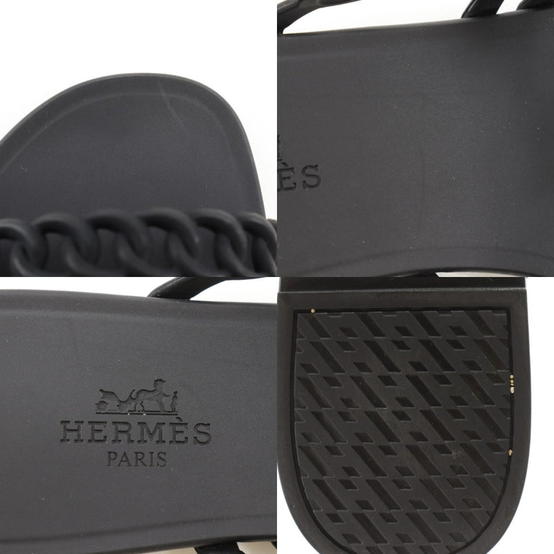 【HERMES】エルメス
 シェーヌダンクル サンダル
 ラバー 黒 Chaine d’Ancre レディースA-ランク