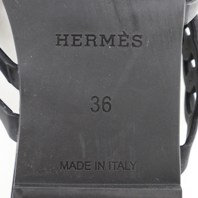 【HERMES】エルメス
 シェーヌダンクル サンダル
 ラバー 黒 Chaine d’Ancre レディースA-ランク