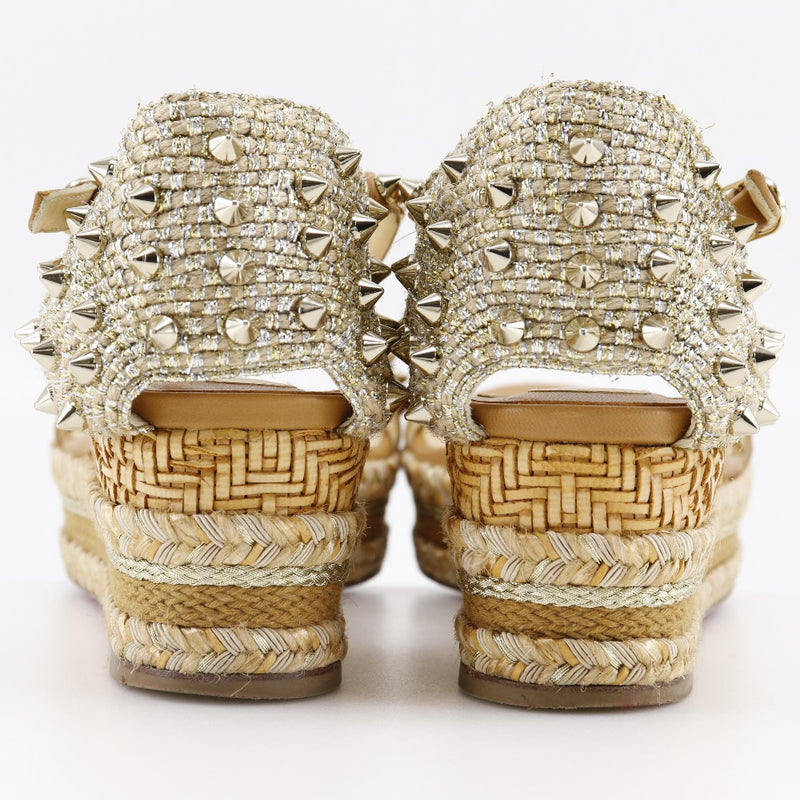 [Christian Louboutin] Christian Lubutan 
 Studs Espadrille sandals 
 Leather Brown Studed Espadrilles Ladies