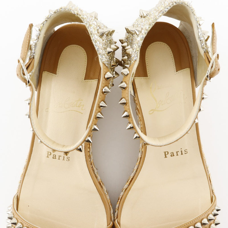 [Christian Louboutin] Christian Lubutan 
 Studs Espadrille sandals 
 Leather Brown Studed Espadrilles Ladies