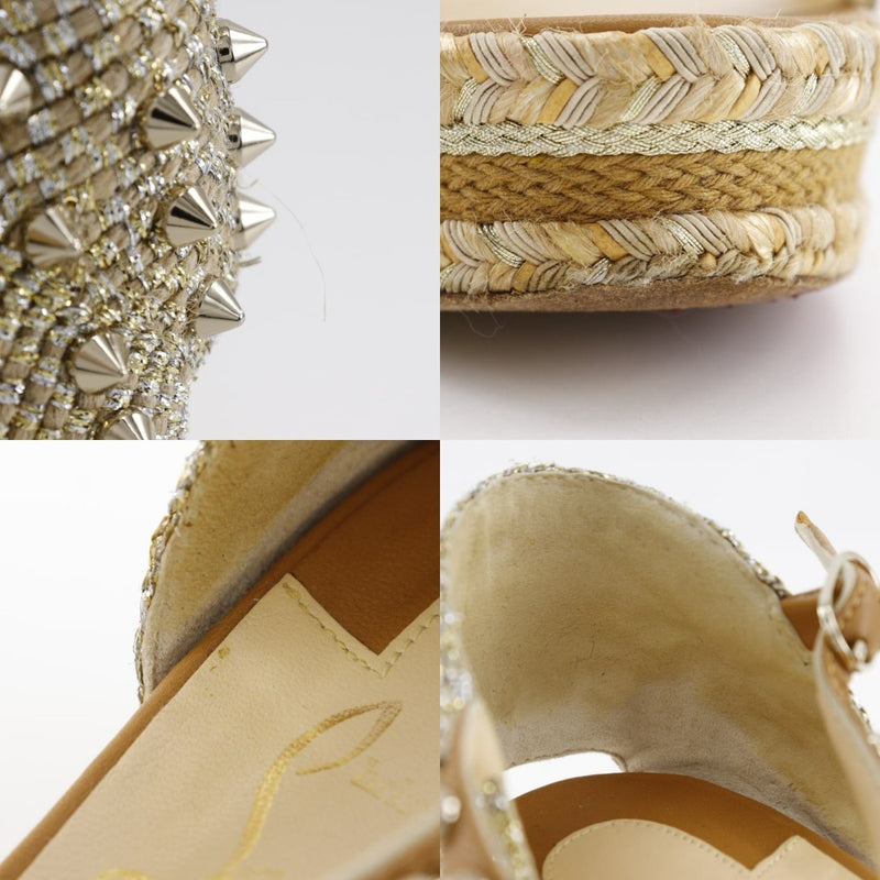 [Christian Louboutin] Christian Lubutan 
 Studs Espadrille sandals 
 Leather Brown Studed Espadrilles Ladies