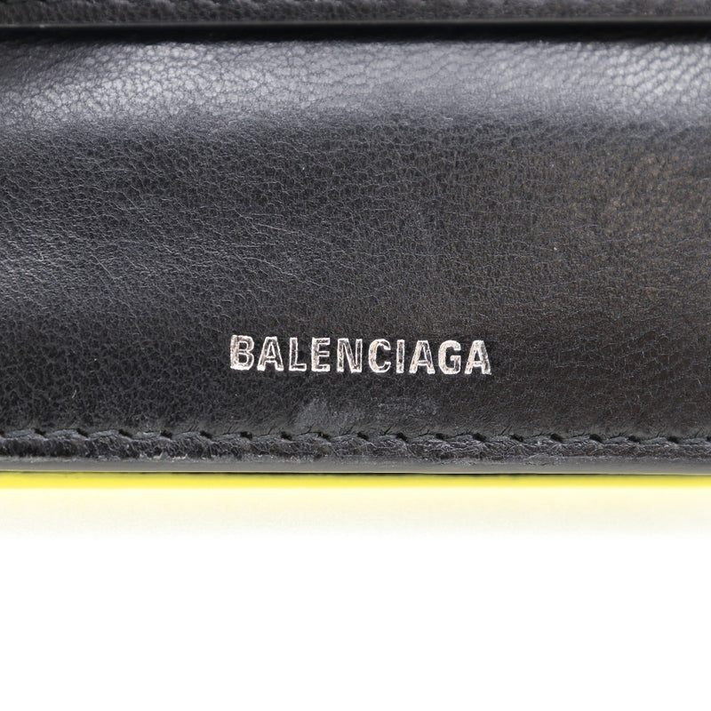 【BALENCIAGA】バレンシアガ
 コンパクトウォレット 三つ折り財布
 フラワープリント 637450 カーフ 黄 フラワー スナップボタン Compact wallet レディース