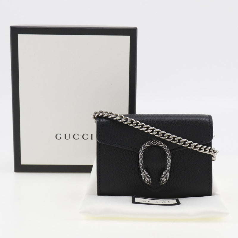 【GUCCI】グッチ
 ディオニュソスチェーン コインパース コインケース
 チェーンウォレット タイガーヘッド 574930 カーフ 黒 スナップボタン Dionysus Chain Coin Purse ユニセックスAランク