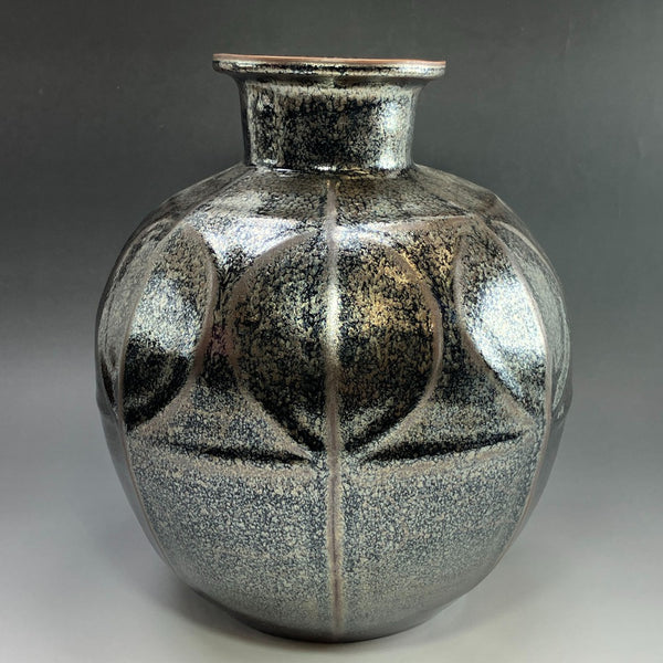 [kyoyaki] Jarrón tenmoku con patrón irregular de esmalte de hierro hecho por Kyo-yaki Kimura Morikazu