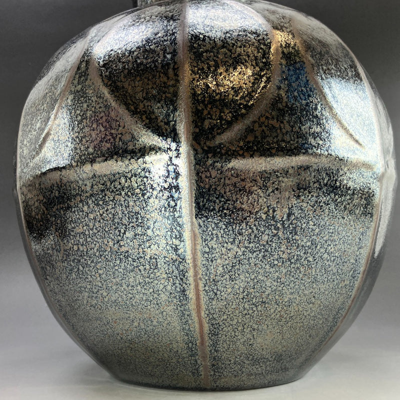 [교야키] 교야키 기무라 모리카즈제 철유 불규칙 무늬 천목 꽃병