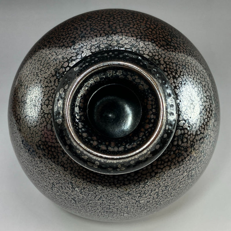 [쿄야키]교토야키 기무라 모리카즈작 철유백색 꽃병 꽃병