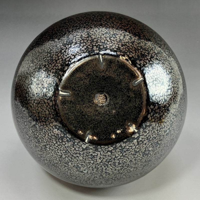 [쿄야키]교토야키 기무라 모리카즈작 철유백색 꽃병 꽃병