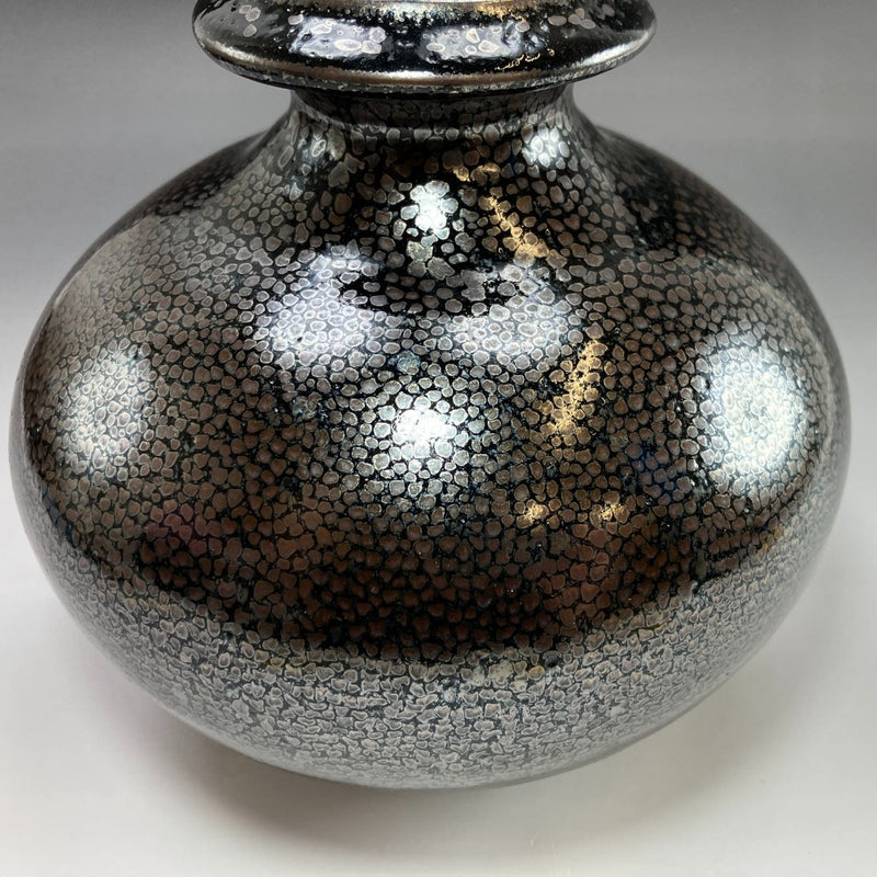 [쿄야키]교토야키 기무라 모리카즈작 철유백색 꽃병 꽃병