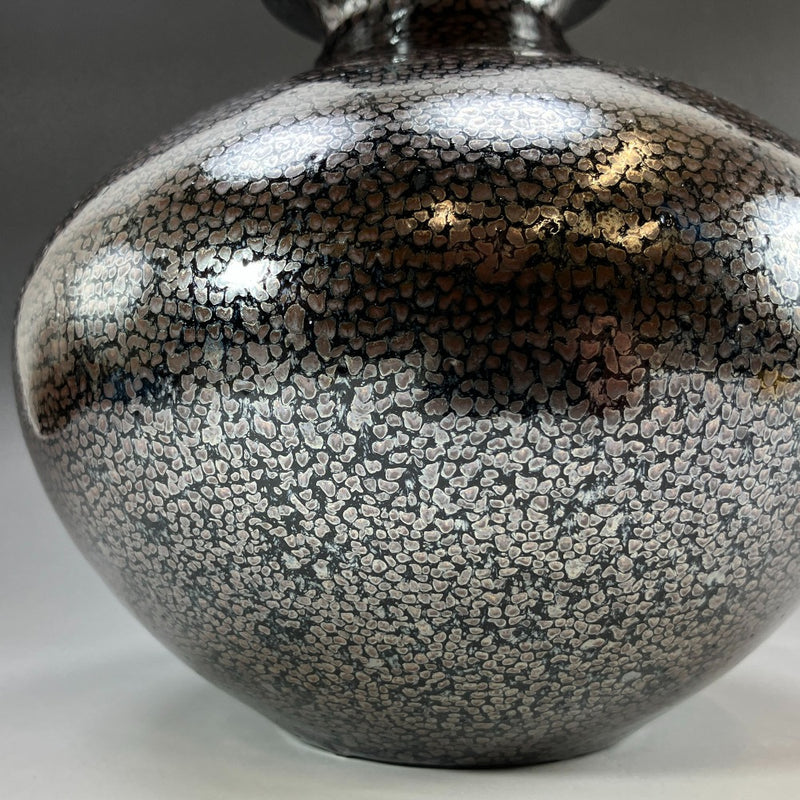 [쿄야키]교토야키 기무라 모리카즈작 철유백색 꽃병 꽃병