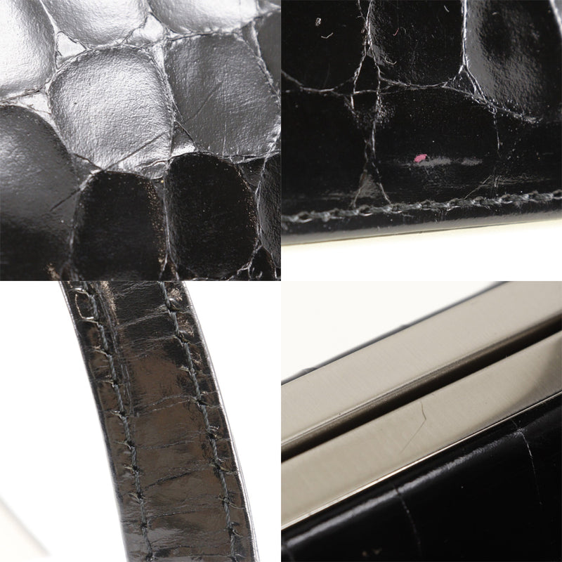 [Versace]范思哲 
 复古手提包 
 皮革黑色手袋Maguchi老式女士