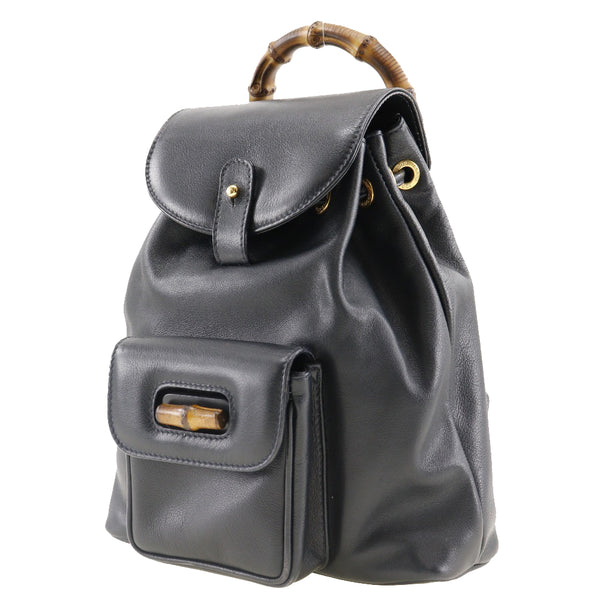 [GUCCI] Gucci 
 Bamboo Mini Rucksack Daypack 
 003.1705.0030 Calf Navy Flap Bamboo Mini Backpack Ladies