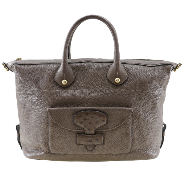 [LOEWE] Loebe Mei 35 Handbag Calfskin× Oustric Brown Diagonal shoulder handbag 3WAY A4 Fastener May 35 Ladies