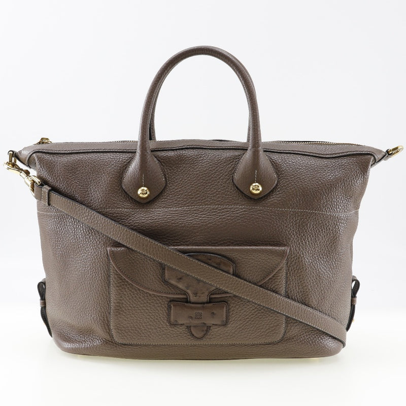 [LOEWE] Loebe Mei 35 Handbag Calfskin× Oustric Brown Diagonal shoulder handbag 3WAY A4 Fastener May 35 Ladies