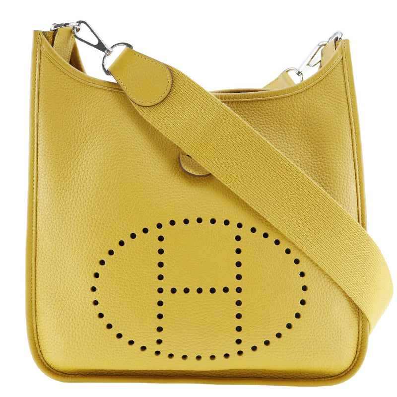 【HERMES】エルメス
 エヴリン3PM ショルダーバッグ
 トリヨンクレマンス ジョーヌアンブル 黄/シルバー金具 C刻印 斜め掛け 肩掛け A5 スナップボタン Evelyne3PM レディースA-ランク