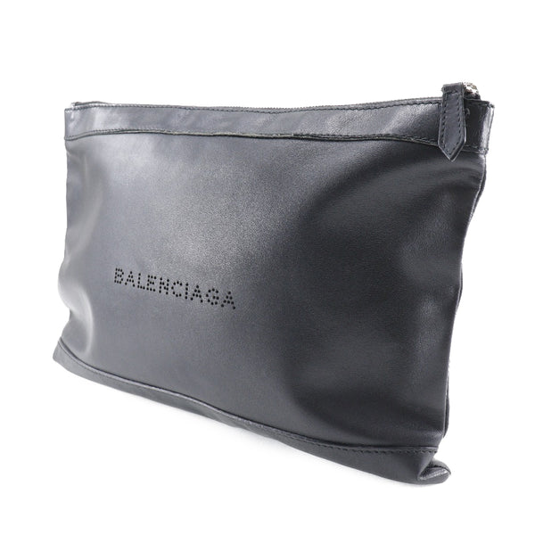 [BALENCIAGA] Balenciaga 
 Navy clip M clutch bag 
 373834 Ramskin Black A5 fastener Navy Clip M Unisex