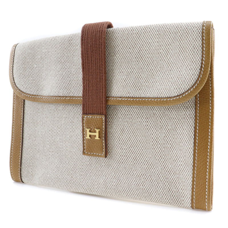 [Hermes] Hermes 
 Gige PM Bolsa de embrague 
 Botón Snap Botón Beige de Ash Vintage Jigepm Damas A-Rank