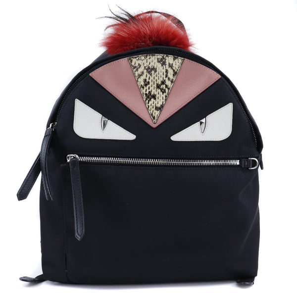 [FENDI] Fendi 
 Bugs Bag Monster Backpack Daypack 
 8bz035-7ZP Nylon Black shoulder handbag 2way double zipper Bugs Bag Monster Ladies