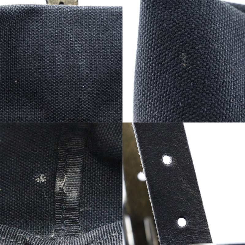 [Prada] Prada 
 Bolso de placa logo 
 Lienzo de hombro negro a 4 abiertos con logotipo damas