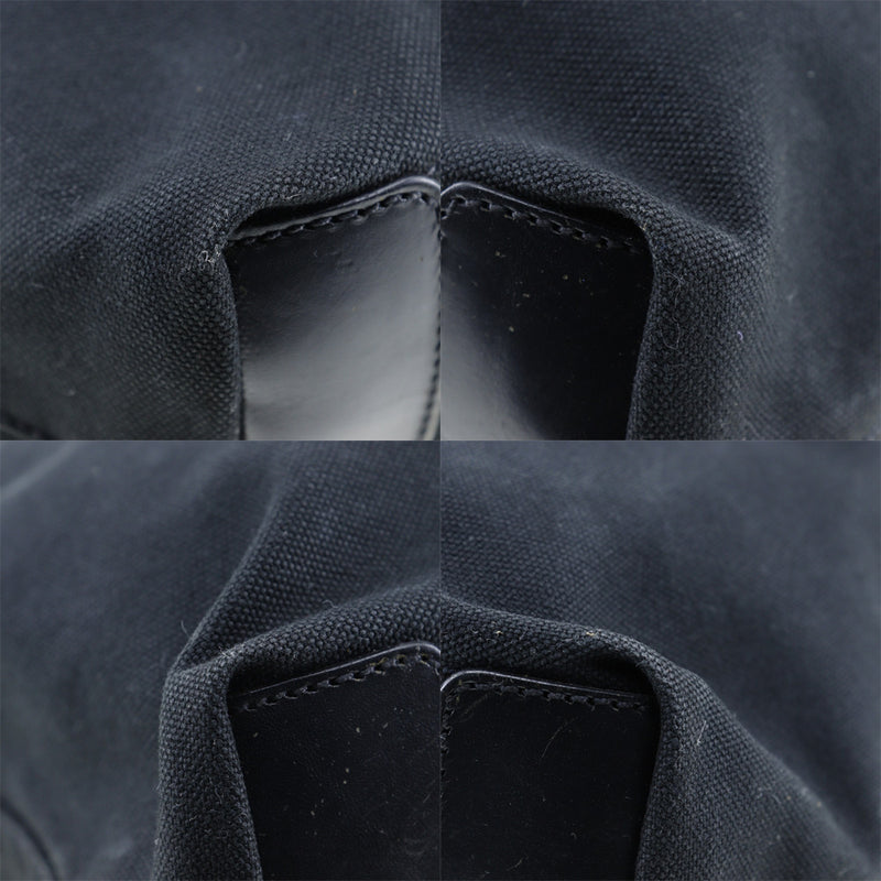 [Prada] Prada 
 Bolso de placa logo 
 Lienzo de hombro negro a 4 abiertos con logotipo damas
