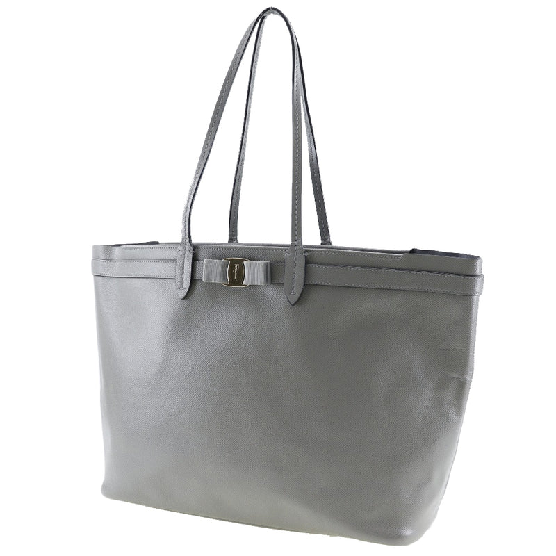 [Salvatore Ferragamo] Salvatore Ferragamo 
 Vala Ribon Tote Bag 
 Calf Gray shoulder handbag A4 fastener VARA RIBBON Ladies