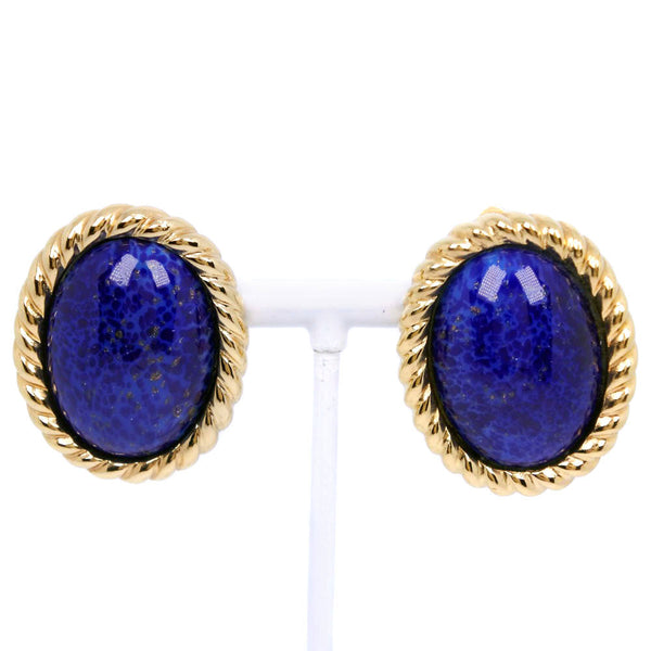 [Dior] Christian Dior 
 Arete 
 Vintage Gold Plate Azul alrededor de 35.5 g Damas A Rank