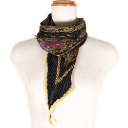 [HERMES] Hermes 
 Pleatedcarf scarf 
 Les Armes de Paris Paris's emblem silk black/yellow pleated scarf Ladies A rank