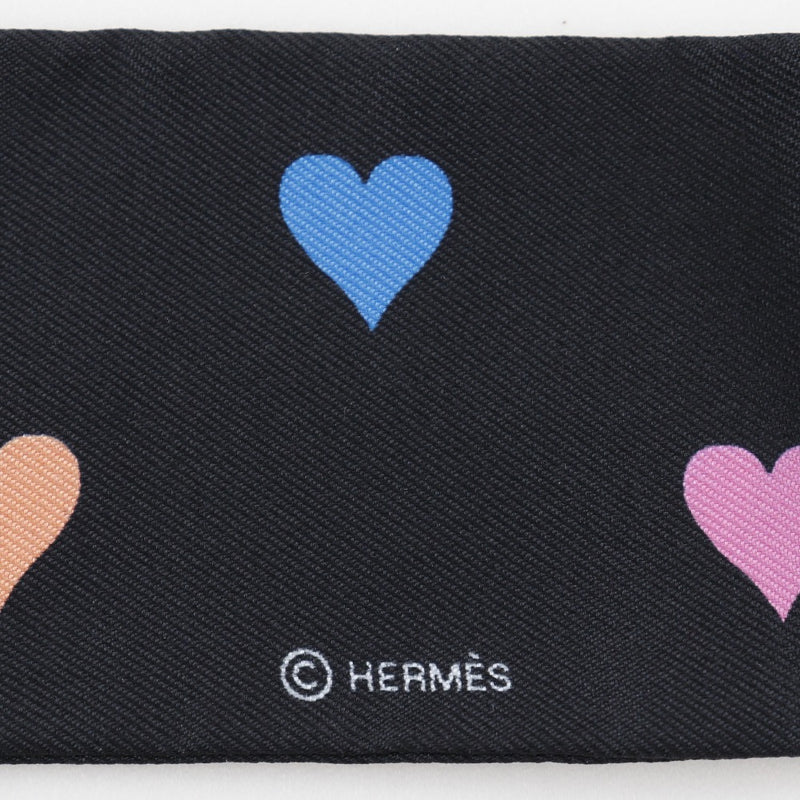 [HERMES] Hermes 
 Twilly scarf 
 Tea Time Time Silk Noir Black Twilly Ladies A-Rank