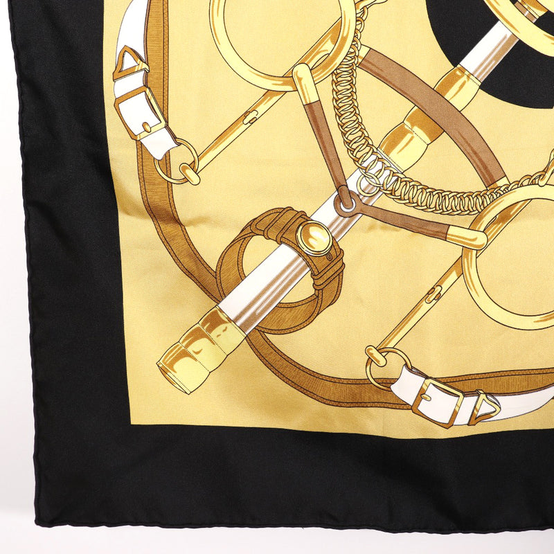 [HERMES] Hermes 
 Carre 90 scarf 
 EPERON DOR Golden spurse silk black/yellow carre90 ladies