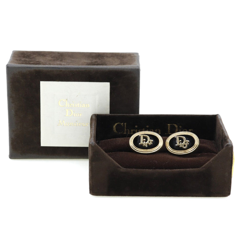 [Dior] Christian Dior 
 Logo cuffs 
 Vintage gold plating black LOGO Men's B-Rank