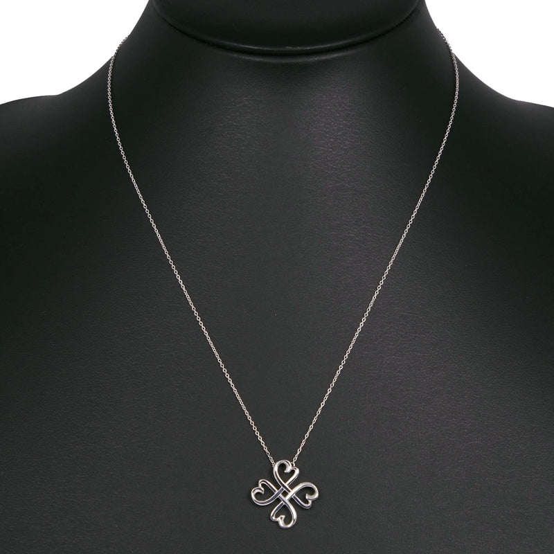 [TIFFANY & CO.] Tiffany 
 Rubbing heart clover necklace 
 Paloma Picasso Silver 925 about 3.0g Loving Heart Clover Ladies A-Rank