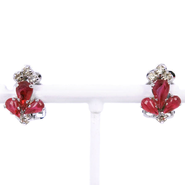 [Dior] Christian Dior 
 꽃 귀걸이 
 빈티지 메탈 x 모조 다이아몬드은 밀가루 숙녀 A 순위