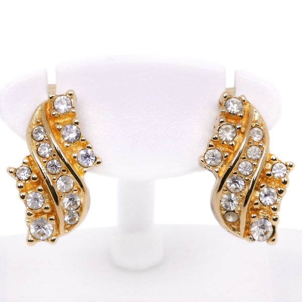[Dior] Christian Dior 
 Earring 
 Gold plating x rhinestone about 4.8g Ladies A rank