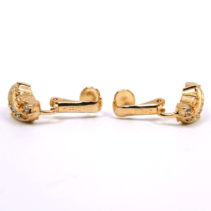 [Dior] Christian Dior 
 Earring 
 Gold plating x rhinestone about 4.8g Ladies A rank