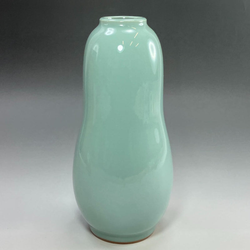 [kyoyaki] Jarrón de calabaza azul hecho por Suwa Sozan de tercera generación de Kyo-yaki