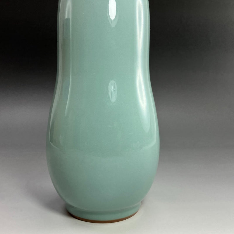 [kyoyaki] Jarrón de calabaza azul hecho por Suwa Sozan de tercera generación de Kyo-yaki